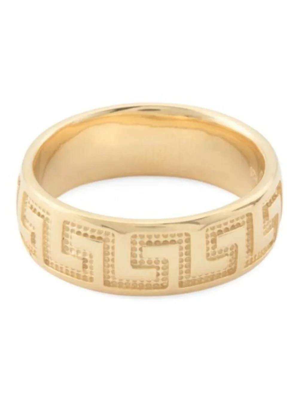 MILOR SILVER Made In Italy 18kt Gold Plated Sterling Textured Greek Key Ring